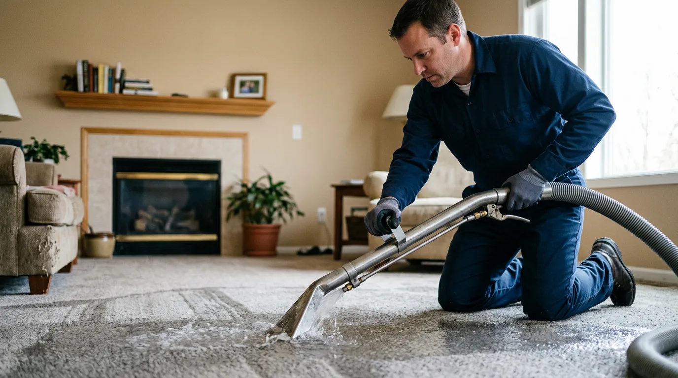 Water damage restoration technician working near Hesperia, MI